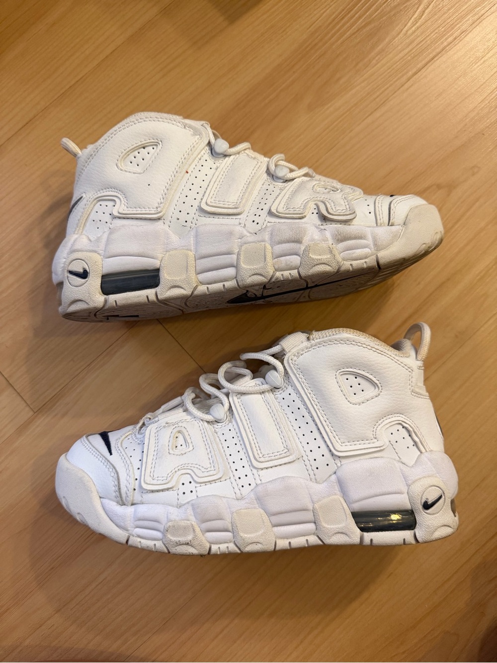 Nike White Kids Air More Uptempo Style Sneakers